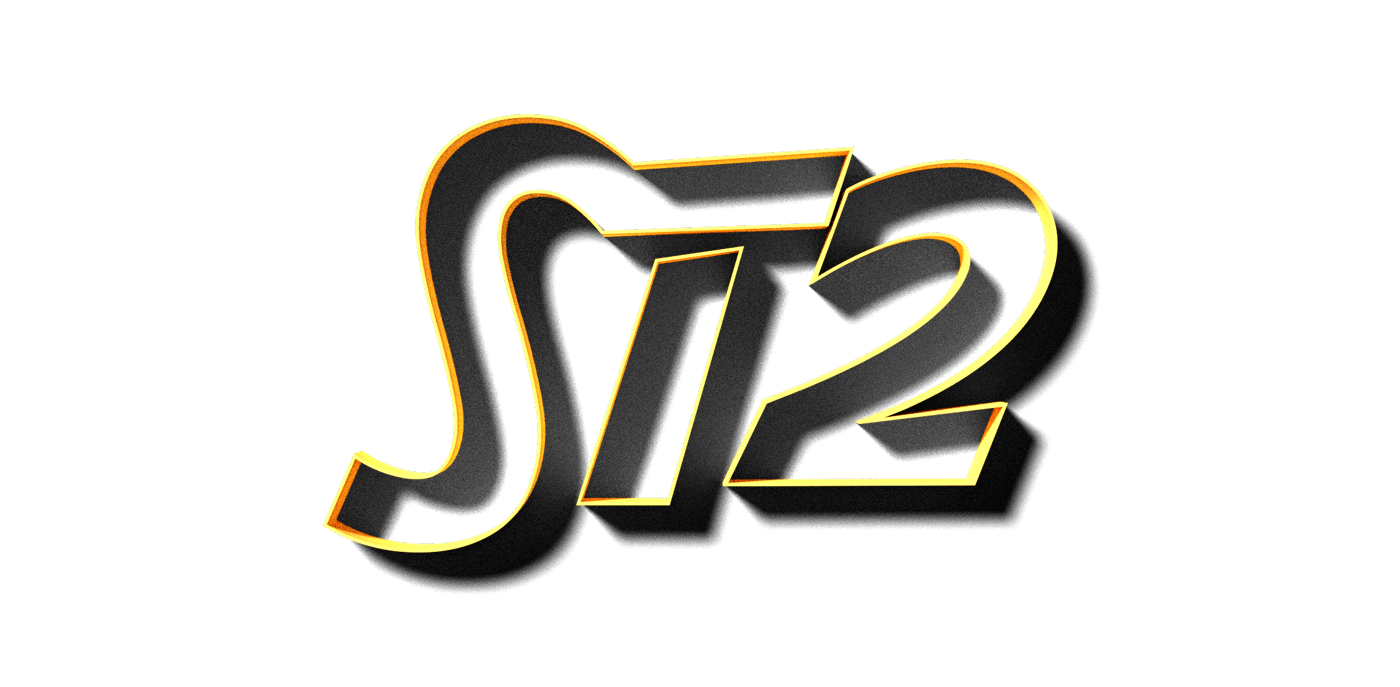The letters “ST2,” displayed in three dimensions.